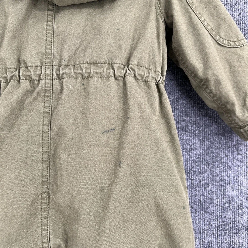 Baby Gap Girls 3T Olive Green Coat Anorak Hooded Heavyweight Removable Fur Vest